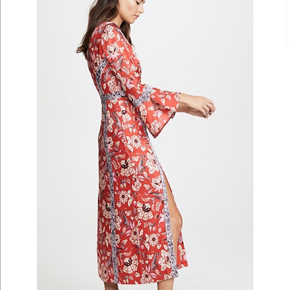 Cinq a sept red satin midi dress